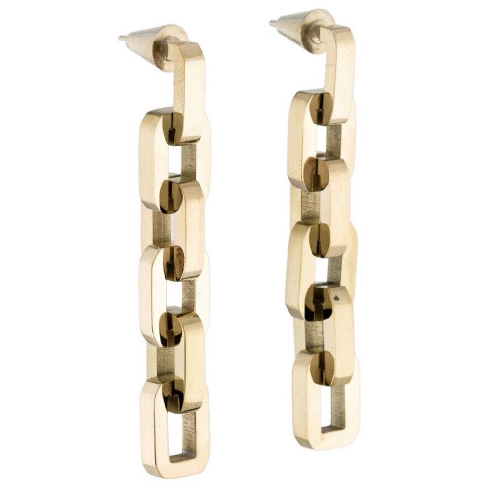 Eddie‎ Borgo 12K Gold Plated Chain Supra Link Highly Polish Dangle Earrings New